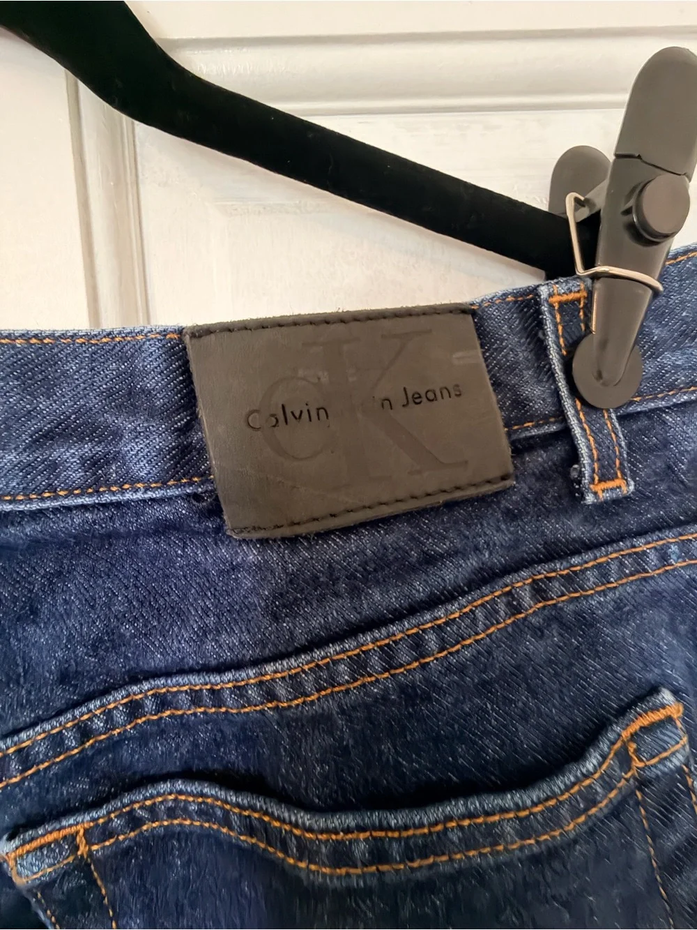 Calvin Klein Jeans Dark Blue Denim Jeans with Copper Stitching